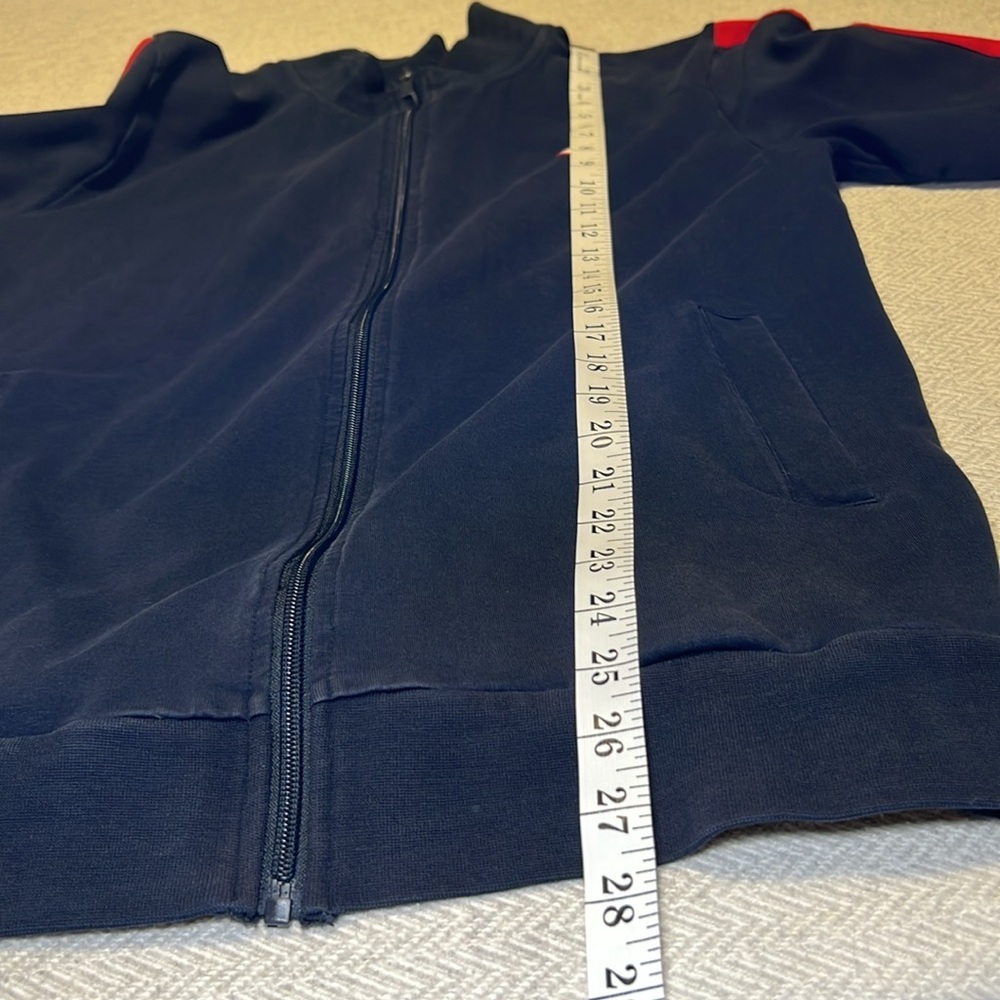 GUESS Men's Navy Zip Jacket with Red and White Accents. Size Large. - Picture 5 of 10